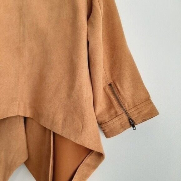 VERO MODA Faux Suede Open Front Light Jacket Tan Sz M - Picture 9 of 10